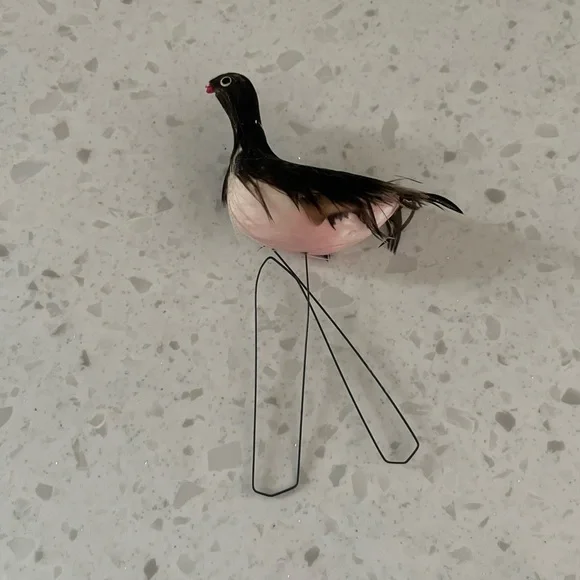 Vintage Antique Bird Christmas Ornament Feathers and Wire Legs - Picture 2 of 5